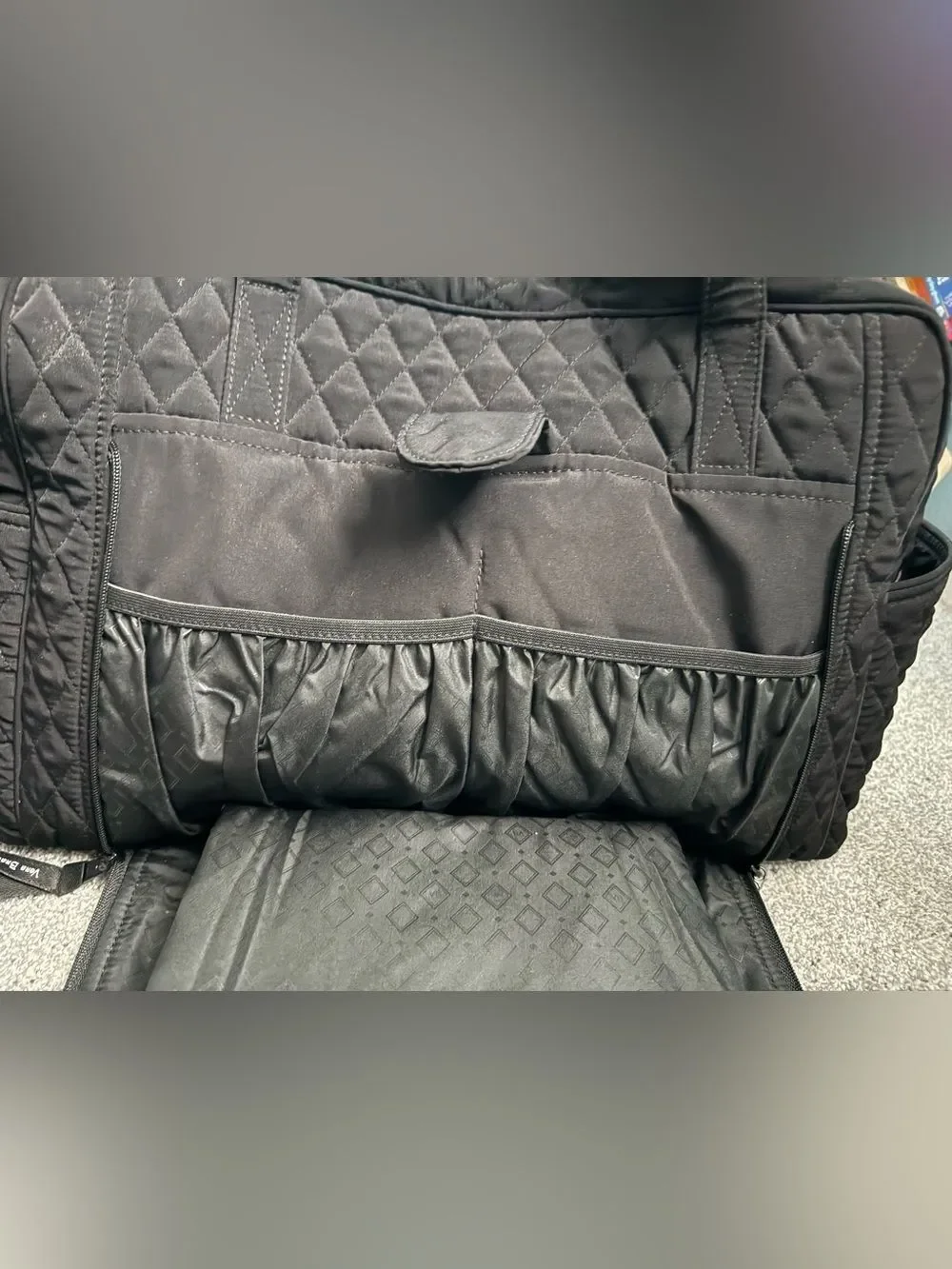 Vera Bradley Quilted Black Baby Bag with attached changing pad